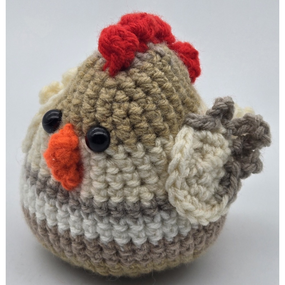Handmade Mini Crochet Rooster 4x4 Acrylic Yarn Figurine Cute Collectible